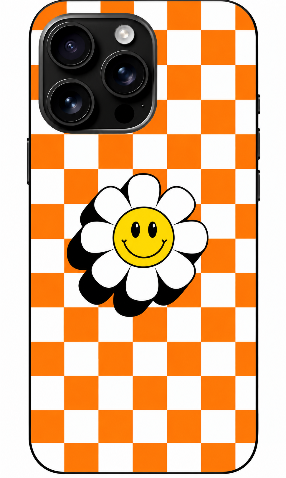🌼 Happy Daisy Turuncu Dama Desenli Telefon Kılıfı
