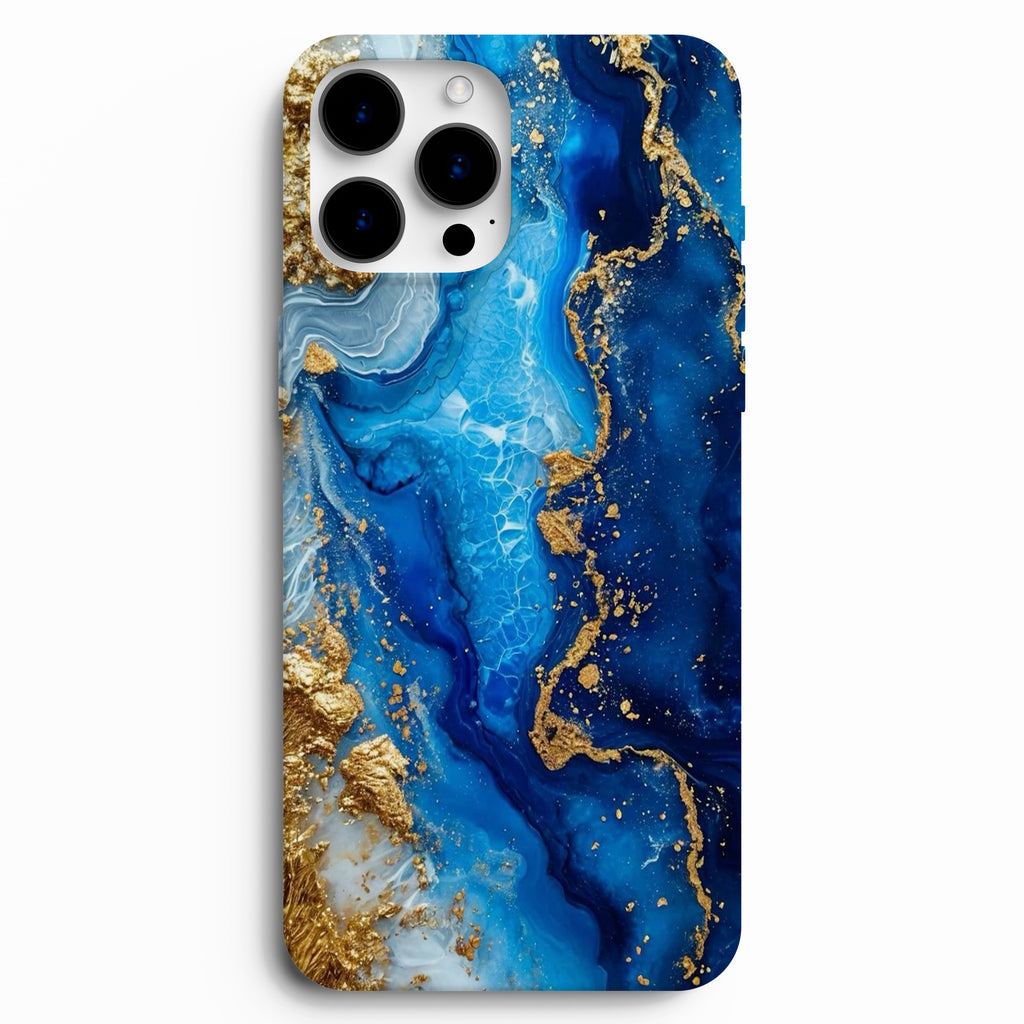 💙 Okyanus Mavisi Gold Mermer Telefon Kılıfı