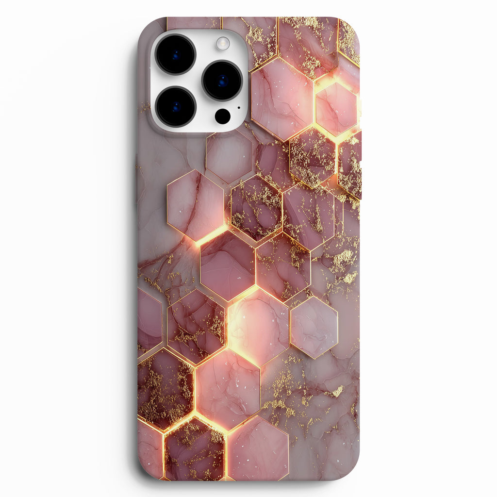 ✨ Rose Gold Hexagon Mermer Telefon Kılıfı