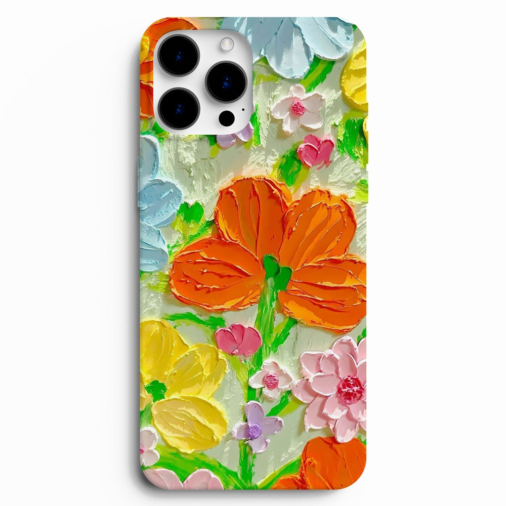 🌺 Turuncu Bahar – Renkli Çiçek Desenli Telefon Kılıfı