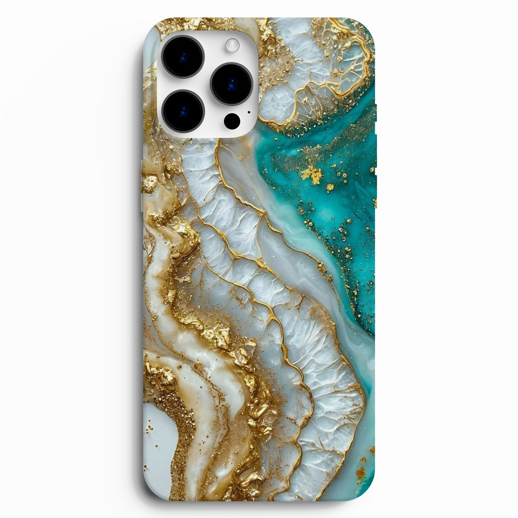 💎 Turkuaz Gold Lüks Mermer Telefon Kılıfı