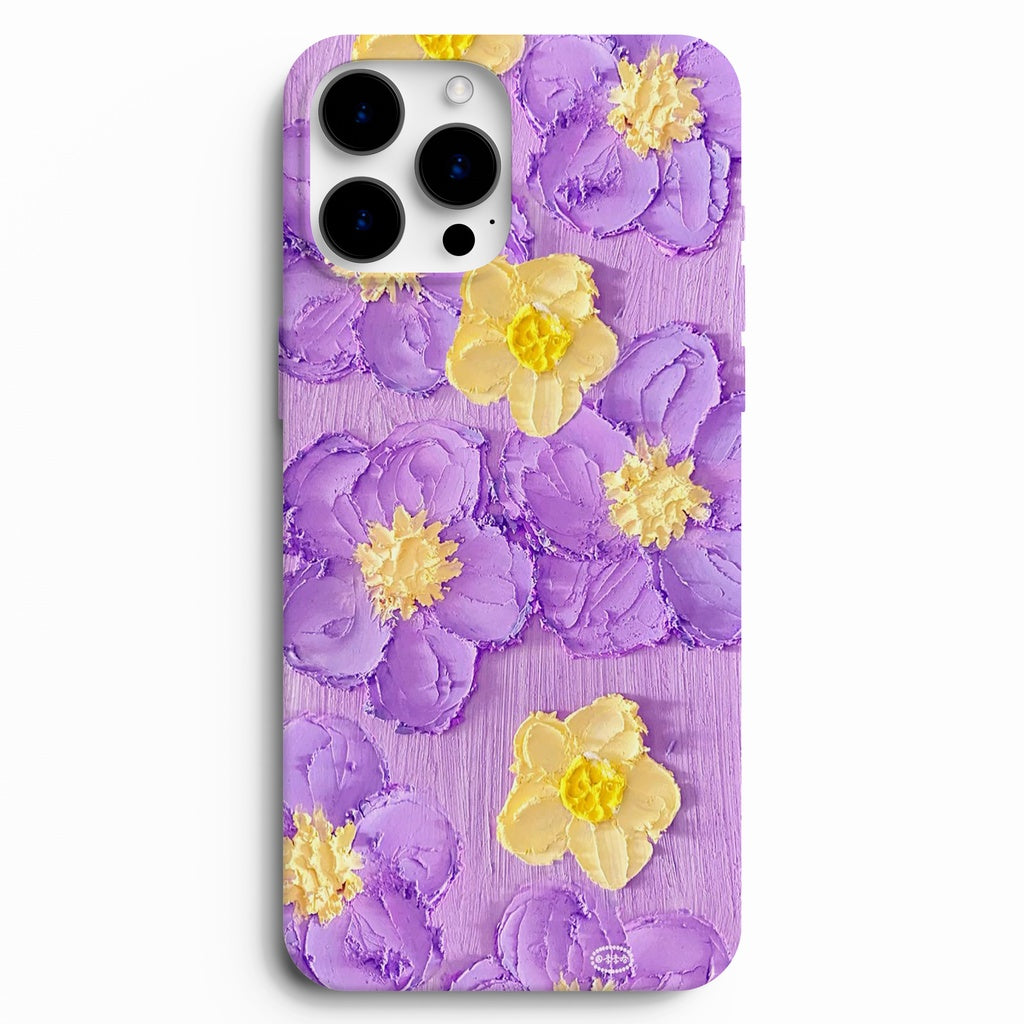 💜 Lilac Garden – Mor & Krem Çiçek Desenli Telefon Kılıfı