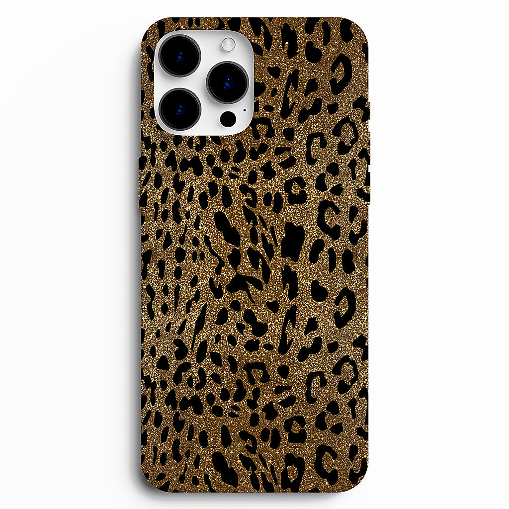 ✨ Golden Glitter Leopard Telefon Kılıfı