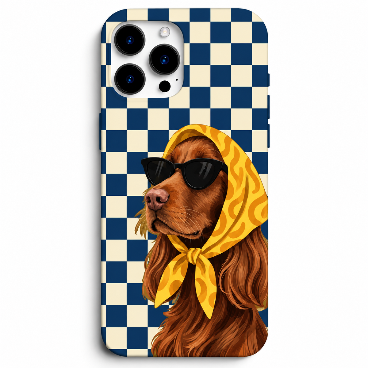 🐶😎 Cool Dog – Retro Ekose Telefon Kılıfı
