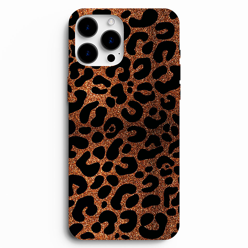 🐆 Copper Glitter Leopard Telefon Kılıfı