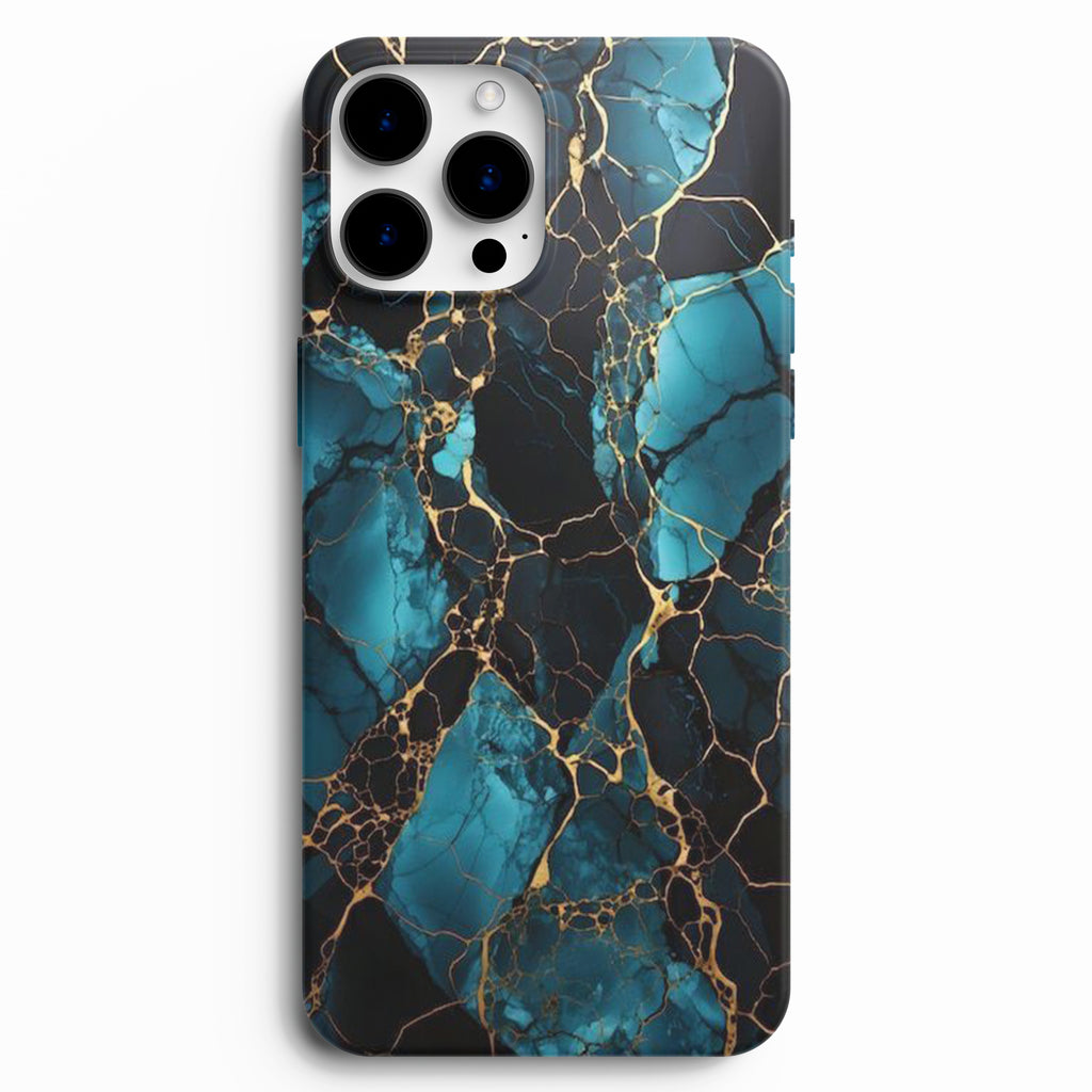 💙 Turkuaz Gold Mermer Telefon Kılıfı