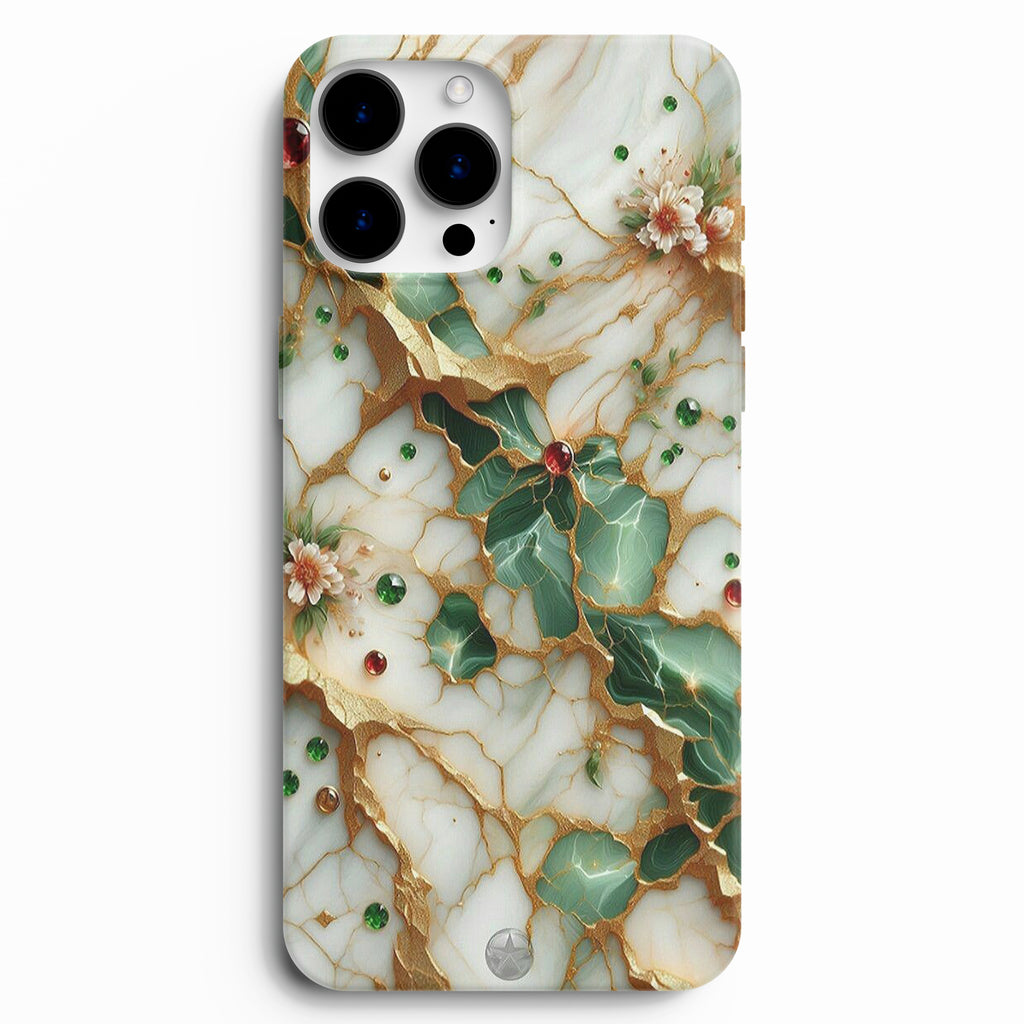 💚 Emerald Blossom Gold Mermer Telefon Kılıfı