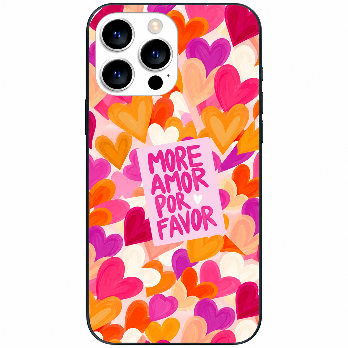 💖 More Amor Por Favor – Renkli Kalpler Telefon Kılıfı
