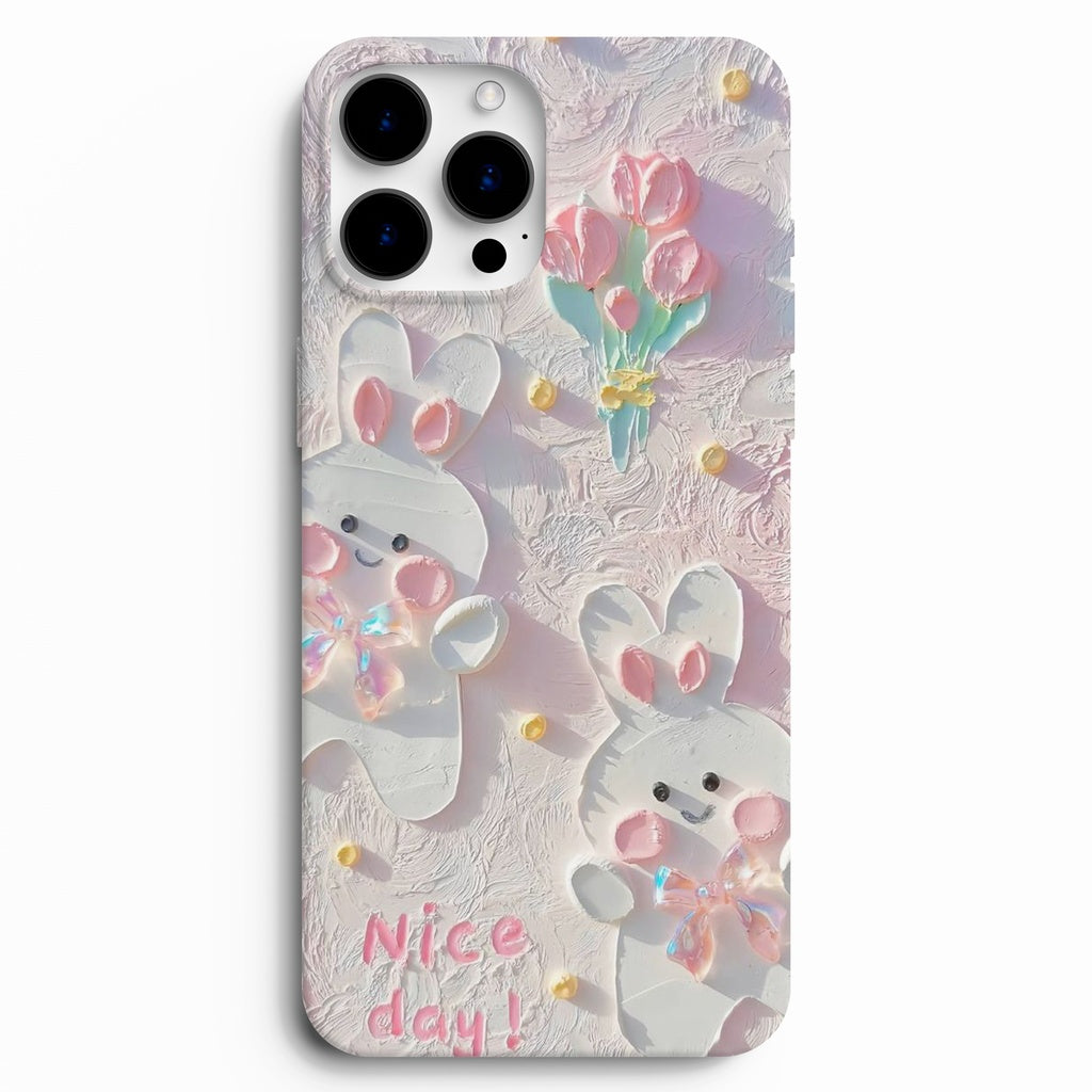 🐰 Nice Day – Sevimli Tavşan Desenli Telefon Kılıfı