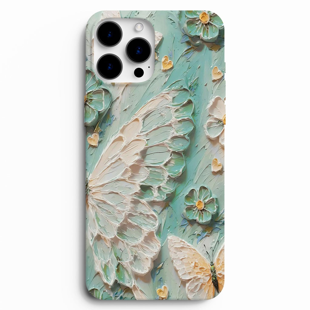 🦋 Mint Butterfly – Kelebek & Çiçek Desenli Telefon Kılıfı