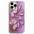 💜 Golden Lavender – Simli Çiçek Desenli Telefon Kılıfı