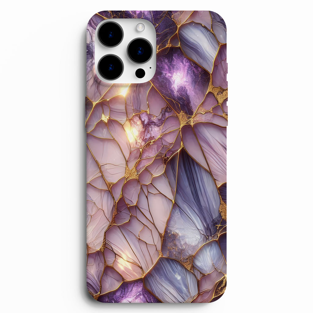💜 Royal Amethyst – Mor Kristal Gold Telefon Kılıfı