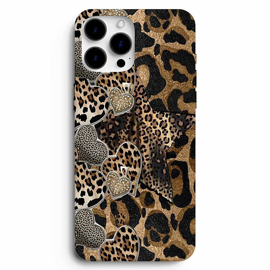 🤎 Wild Hearts – Kalpli Leopar Desenli Telefon Kılıfı