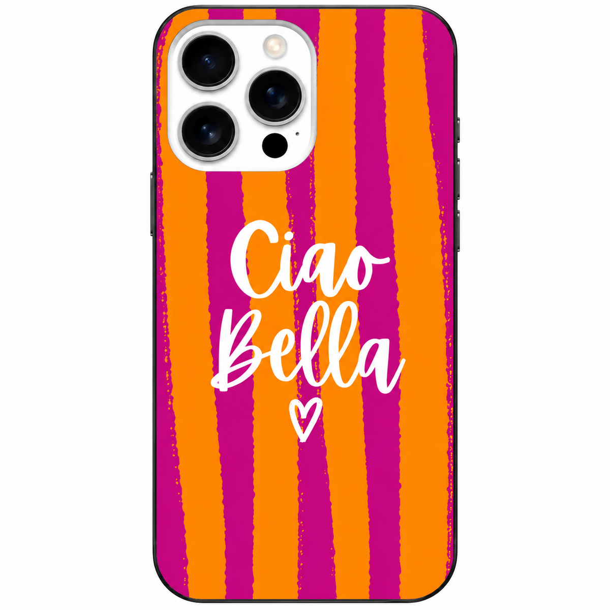 🧡  Ciao Bella – Turuncu & Fuşya Çizgili Telefon Kılıfı