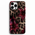 🌺 Burgundy Wild – Bordo Çiçekli Leopar Desenli Telefon Kılıfı
