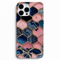 💗💙 Pink & Navy Agate – Akik Taşı Desenli Telefon Kılıfı