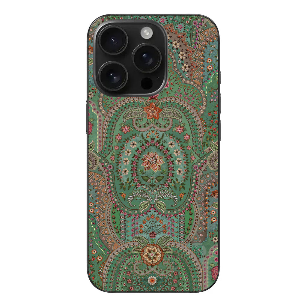 Zümrüt Bahçe – Vintage Çiçek Motifli Telefon Kılıfı