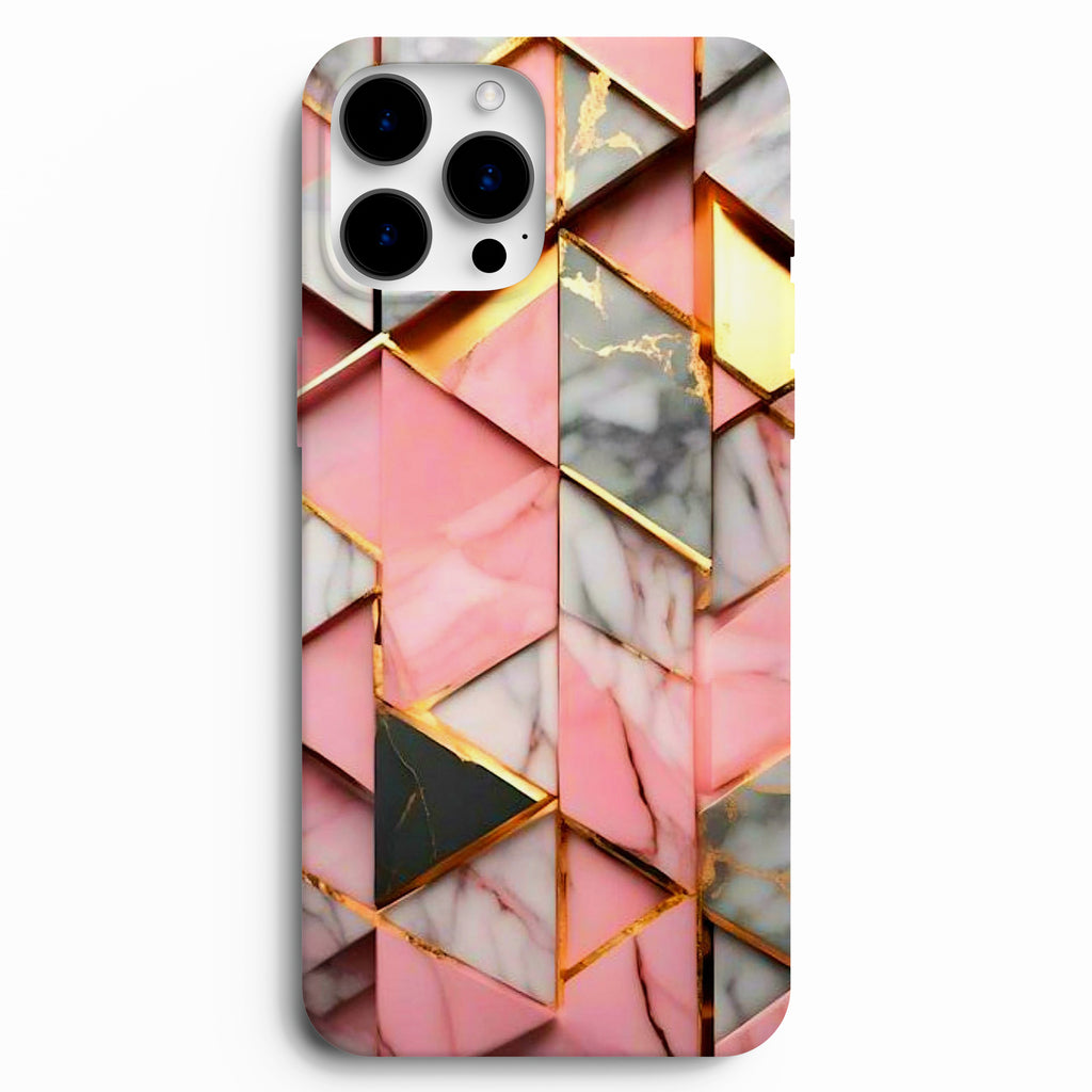 🌸 Rose Geo Marble – Pembe Mermer Geometrik Telefon Kılıfı