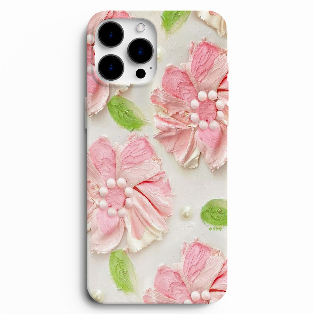 🌸 Pearl Blossom – İnci Detaylı Pembe Çiçek Telefon Kılıfı
