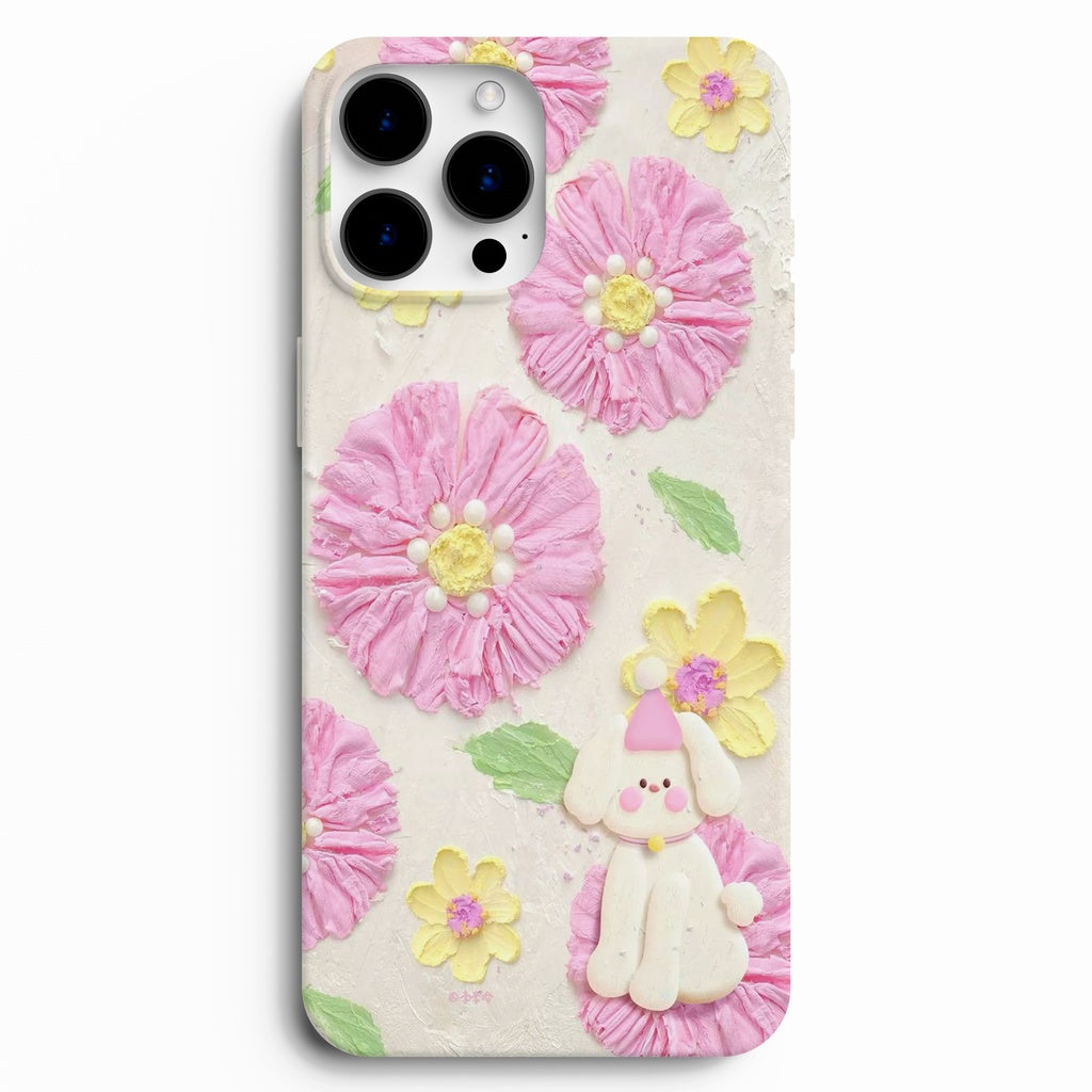 🌸 Sweet Bunny Garden – Tavşan & Çiçek Desenli Telefon Kılıfı