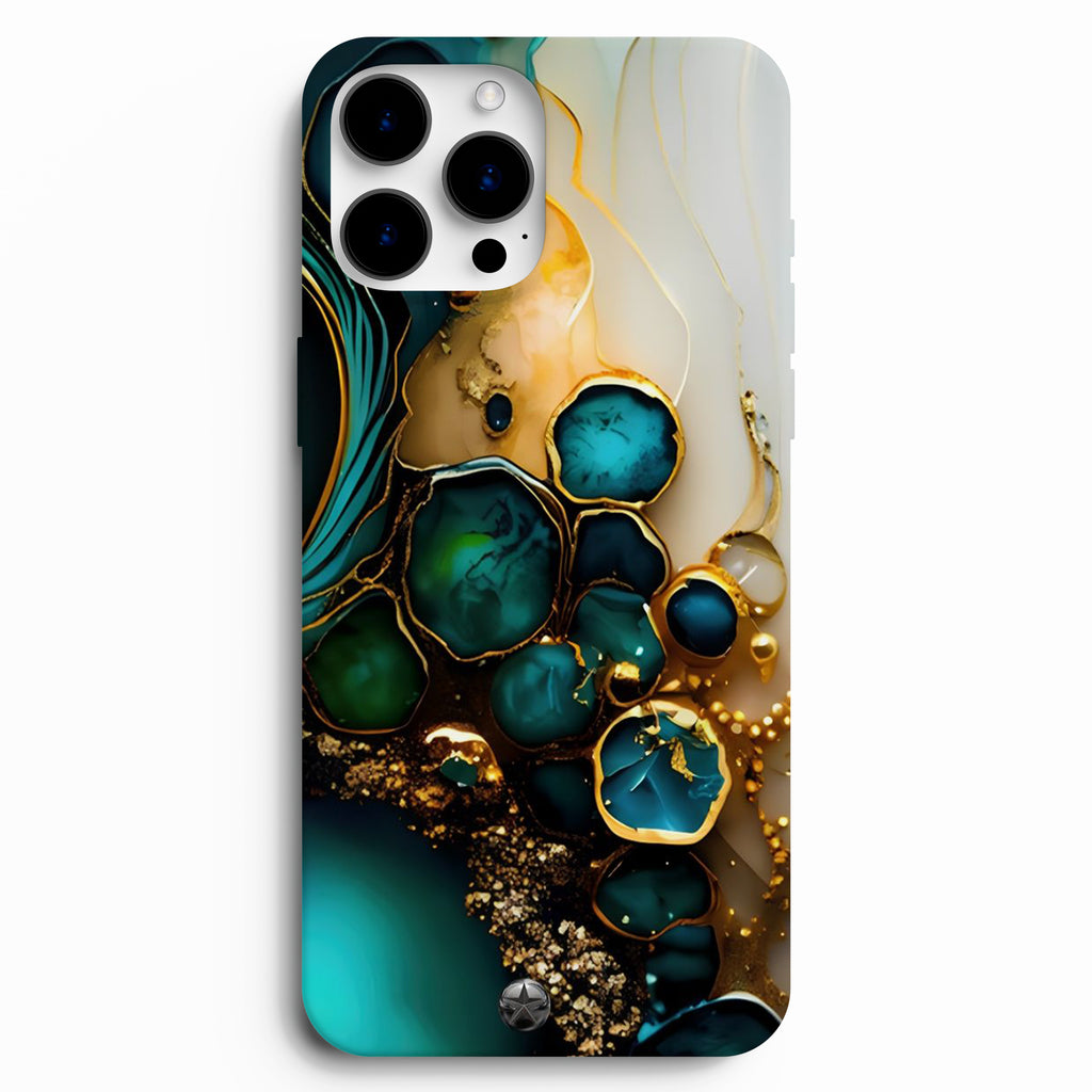 💎 Emerald Luxe – Zümrüt & Altın Desenli Telefon Kılıfı