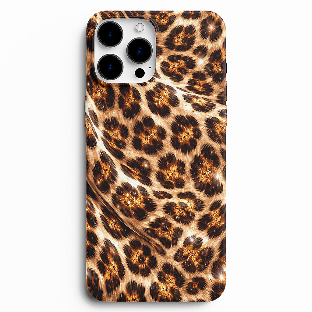 ✨ Golden Leopard – Işıltılı Leopar Desenli Telefon Kılıfı