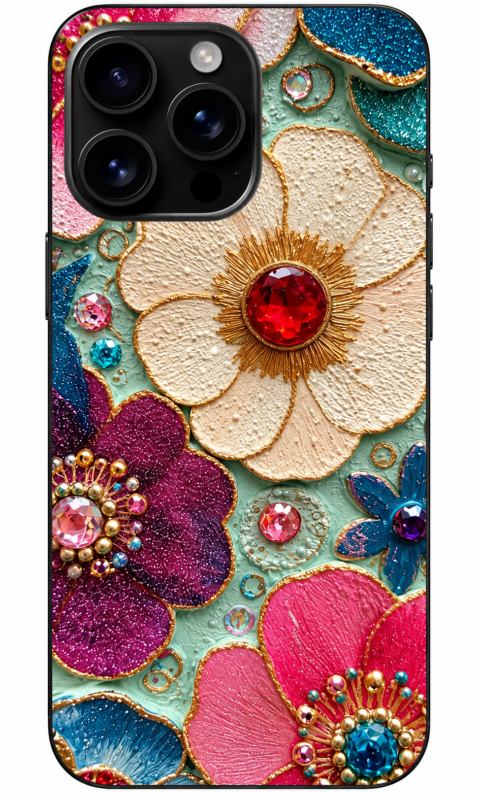 💎 Jewel Garden Mücevher Çiçek Desenli Telefon Kılıfı