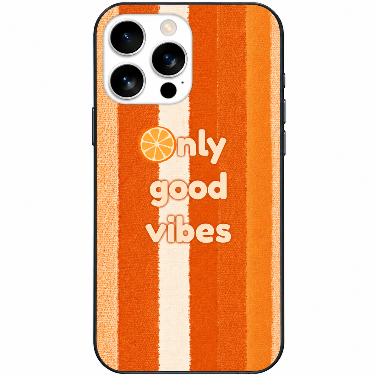 🍊 Only Good Vibes – Turuncu Çizgili Telefon Kılıfı