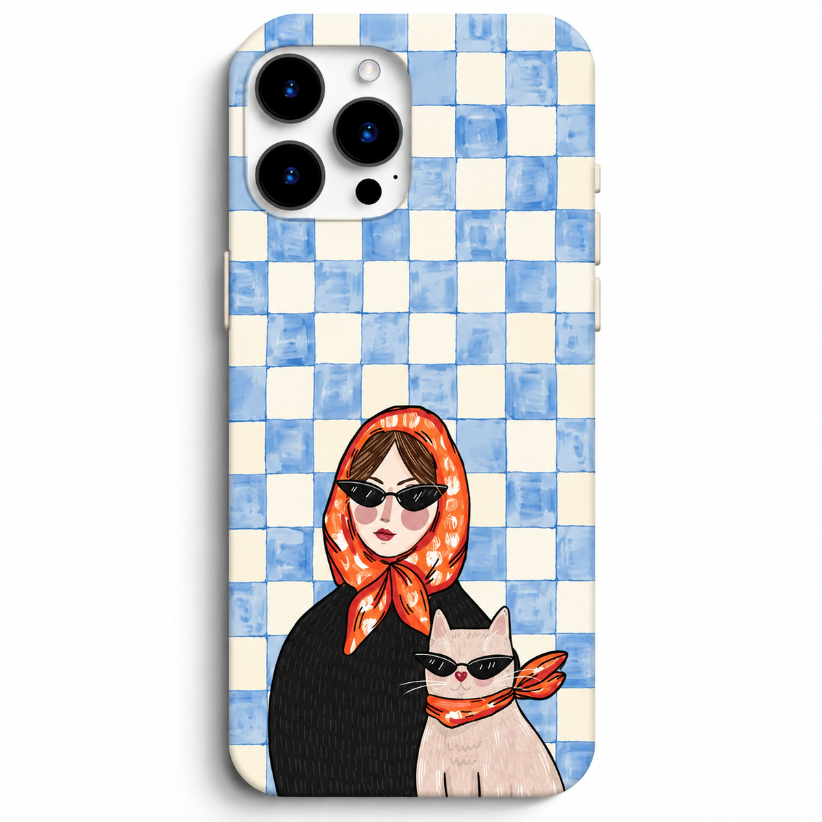 🕶️ Cool Girl & Cat – Retro Telefon Kılıfı 🐱