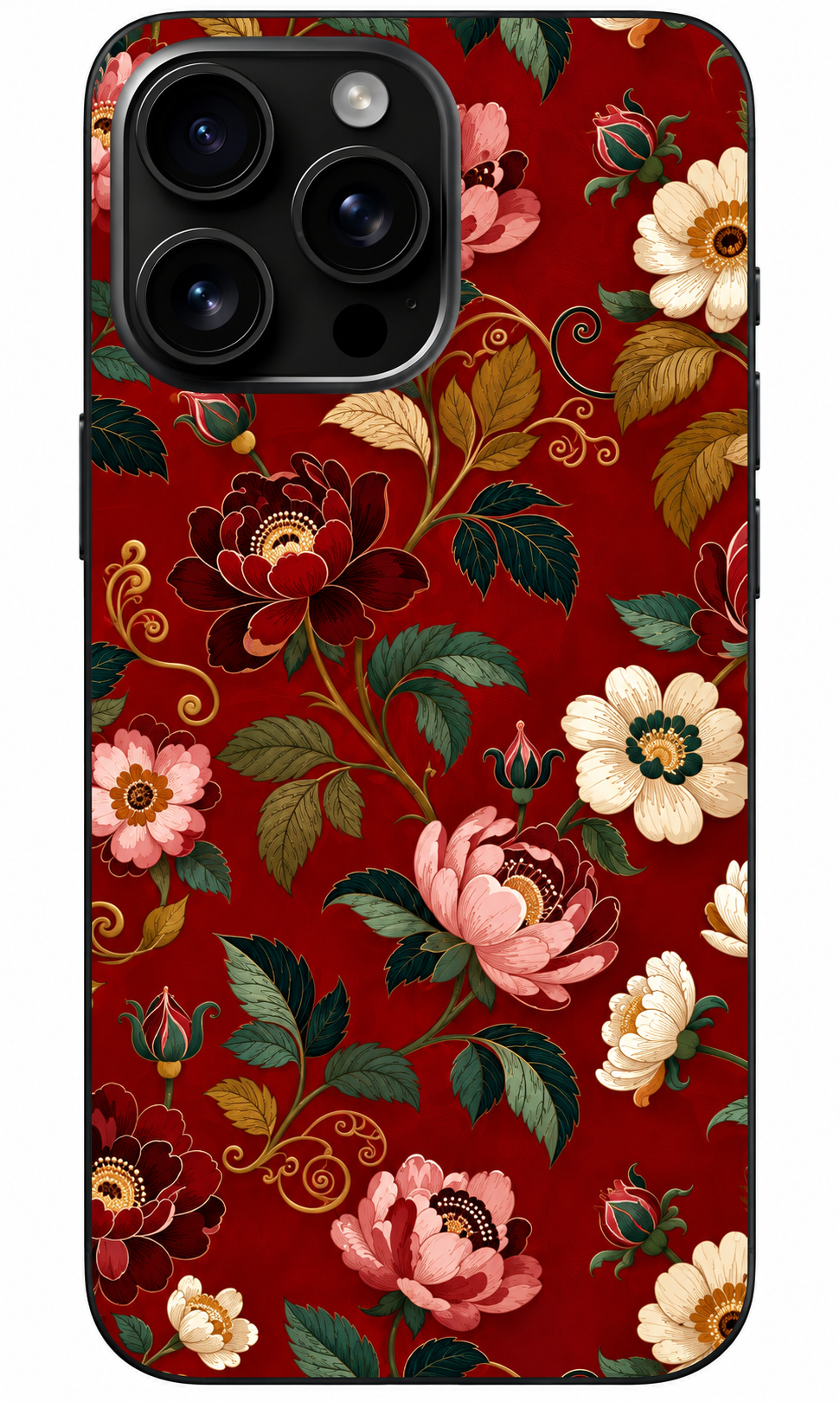 🌹 Royal Bloom Bordo Vintage Çiçek Desenli Telefon Kılıfı