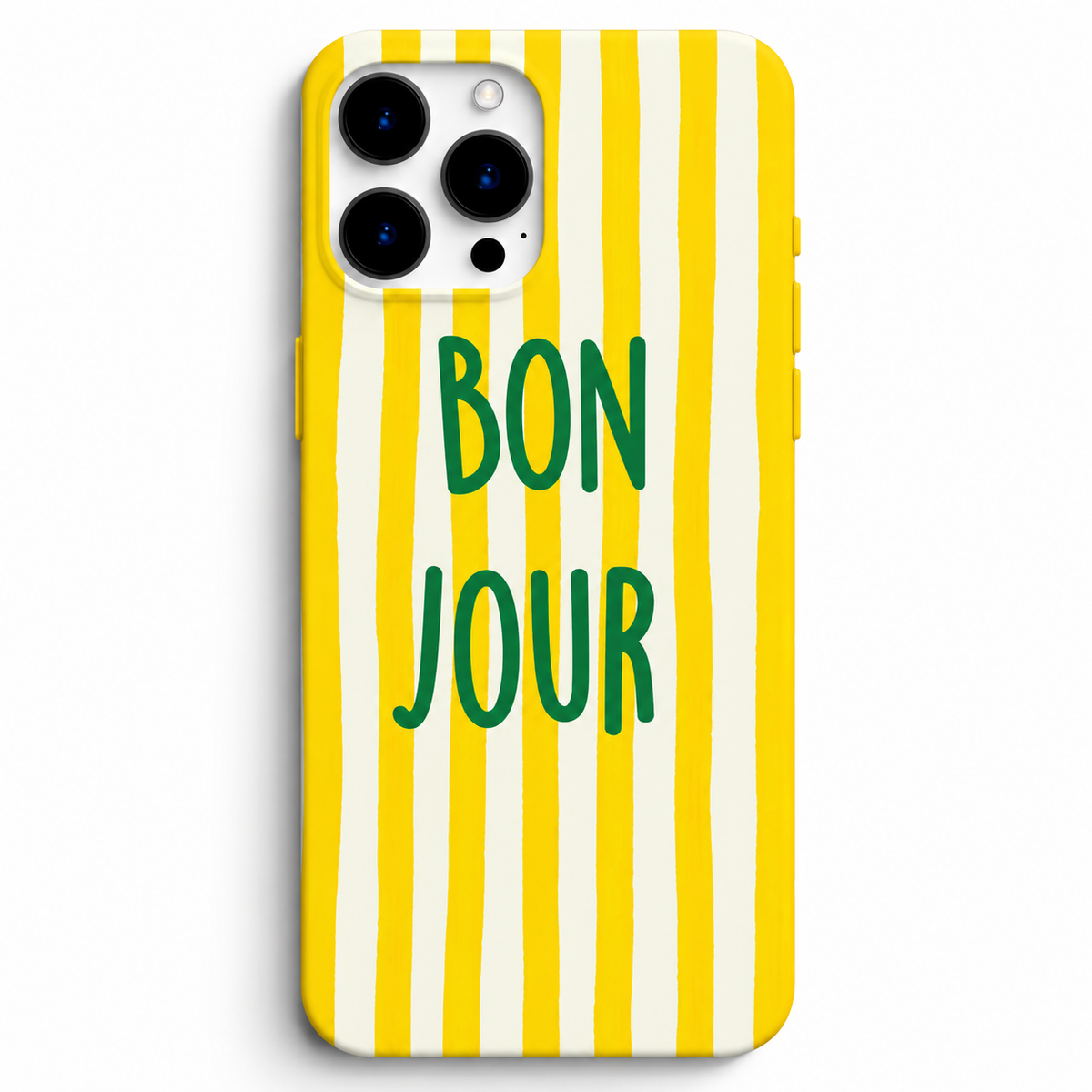 ☀️💛 Bon Jour – Sarı Çizgili Telefon Kılıfı