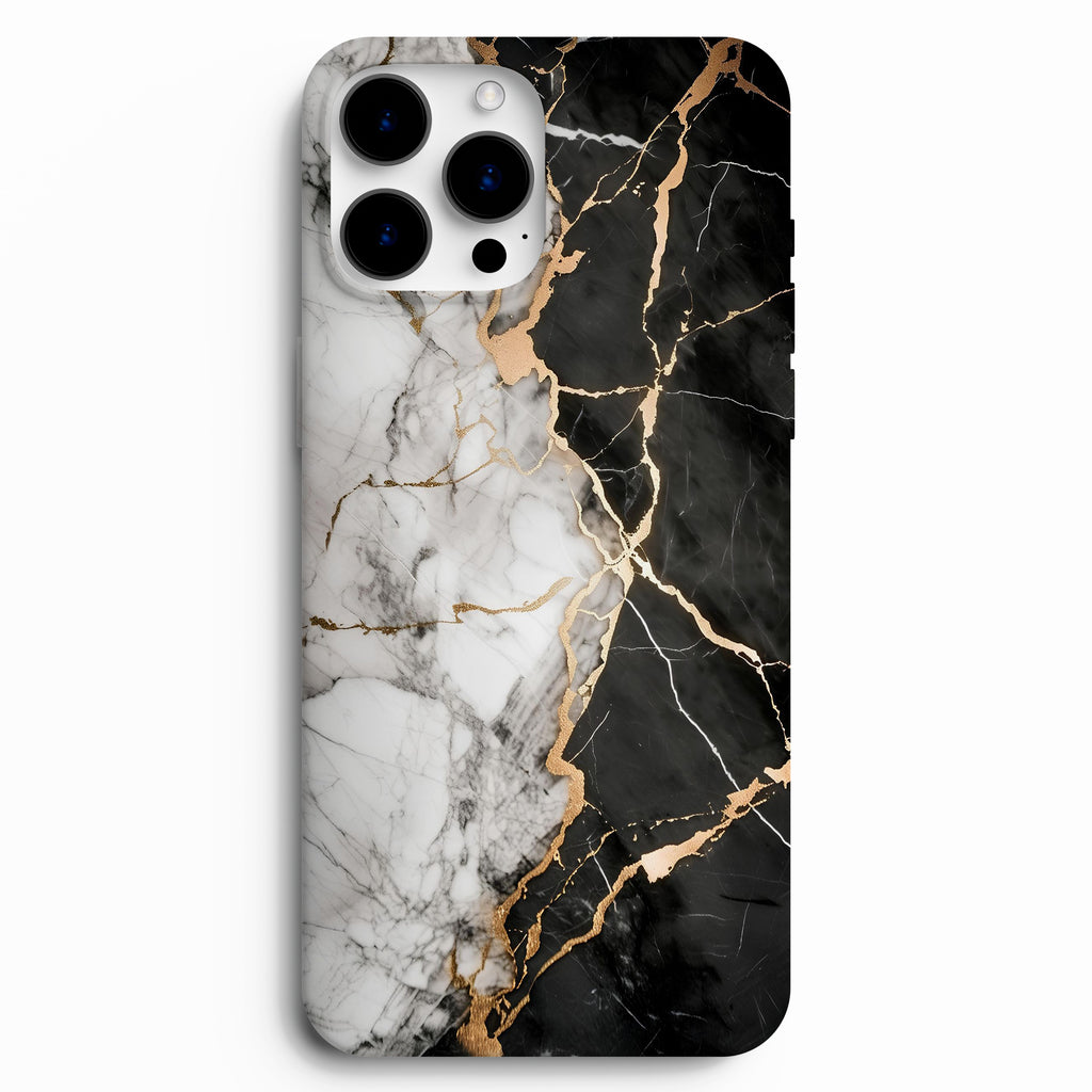 🖤 Siyah & Beyaz Mermer Gold Telefon Kılıfı