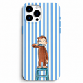 🐵🪥 Sevimli Maymun – Mavi Çizgili Telefon Kılıfı