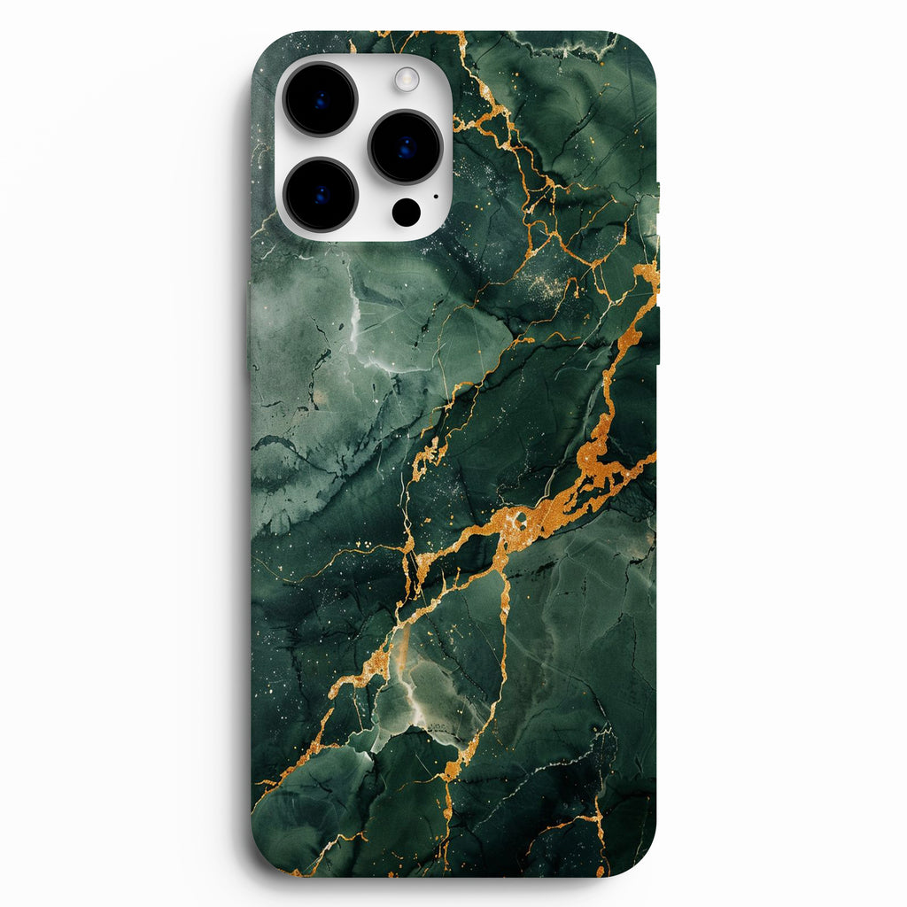 💚 Zümrüt Yeşili Mermer Gold Telefon Kılıfı