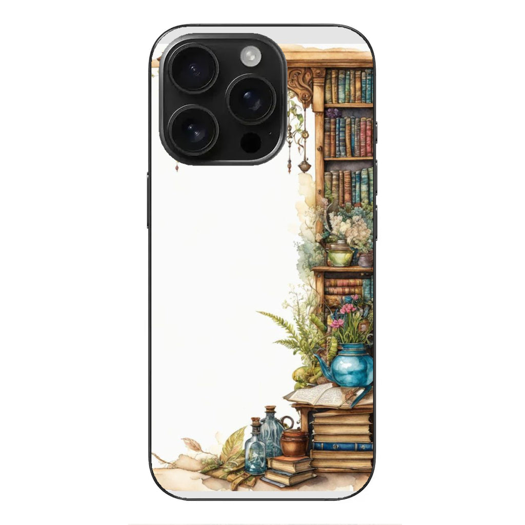 Vintage Kitaplık – Kitap & Çiçek Desenli Telefon Kılıfı