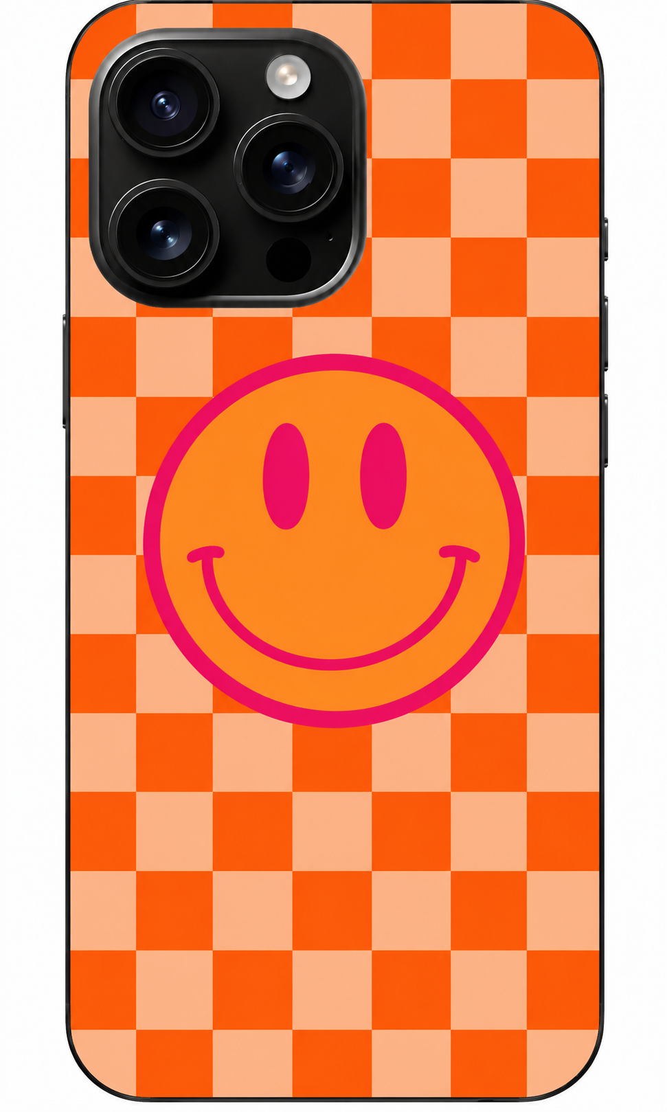 😊 Retro Smile – Turuncu Dama Telefon Kılıfı