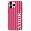 💕 AMOR – Pembe Çizgili Telefon Kılıfı