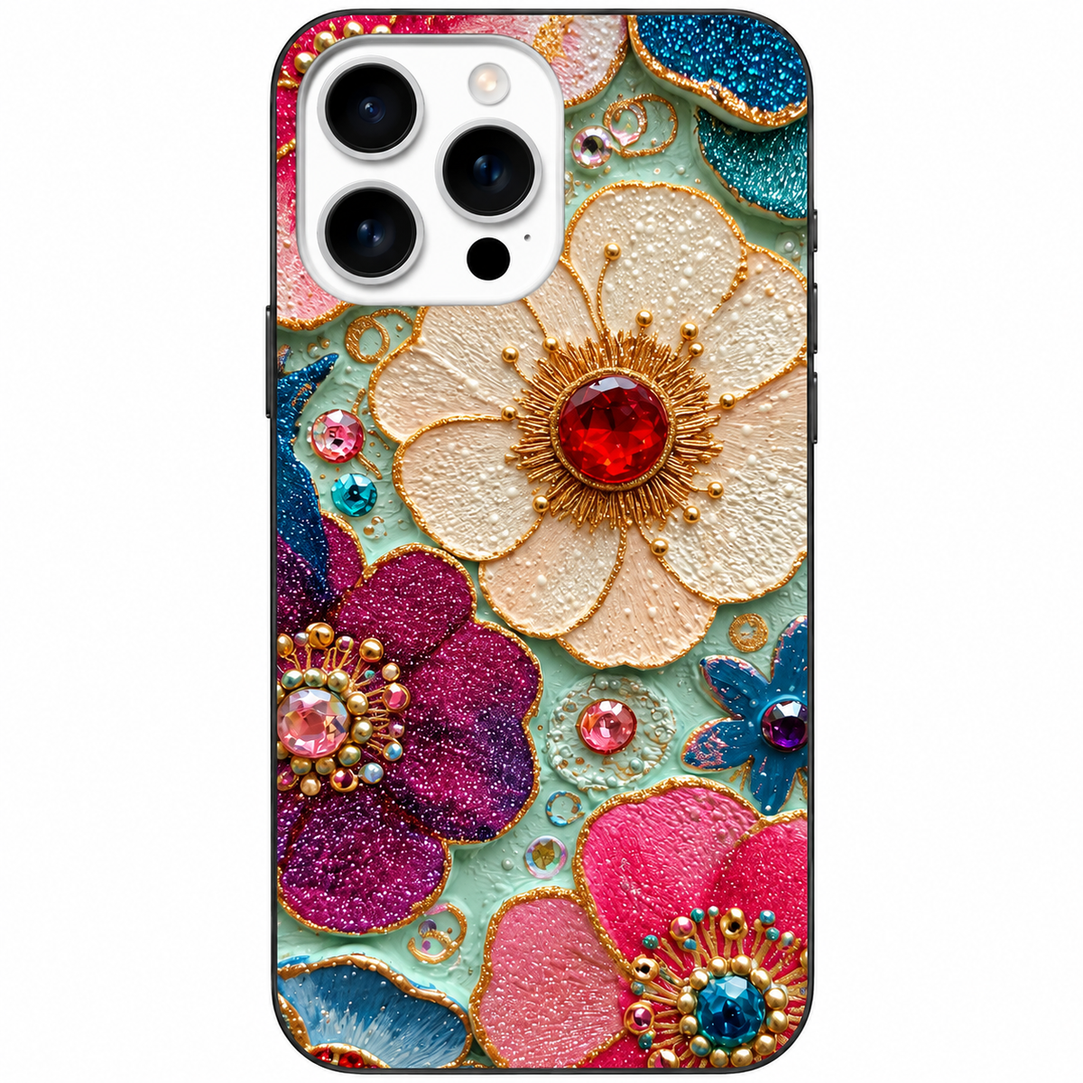 💎 Jewel Garden Mücevher Çiçek Desenli Telefon Kılıfı