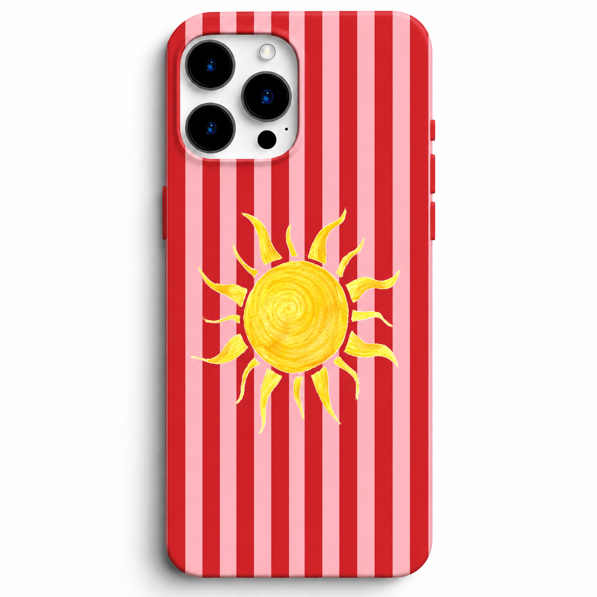 ☀️ Sunshine – Kırmızı & Pembe Çizgili Telefon Kılıfı
