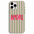 💗 AMORE – Yeşil & Pembe Çizgili Telefon Kılıfı