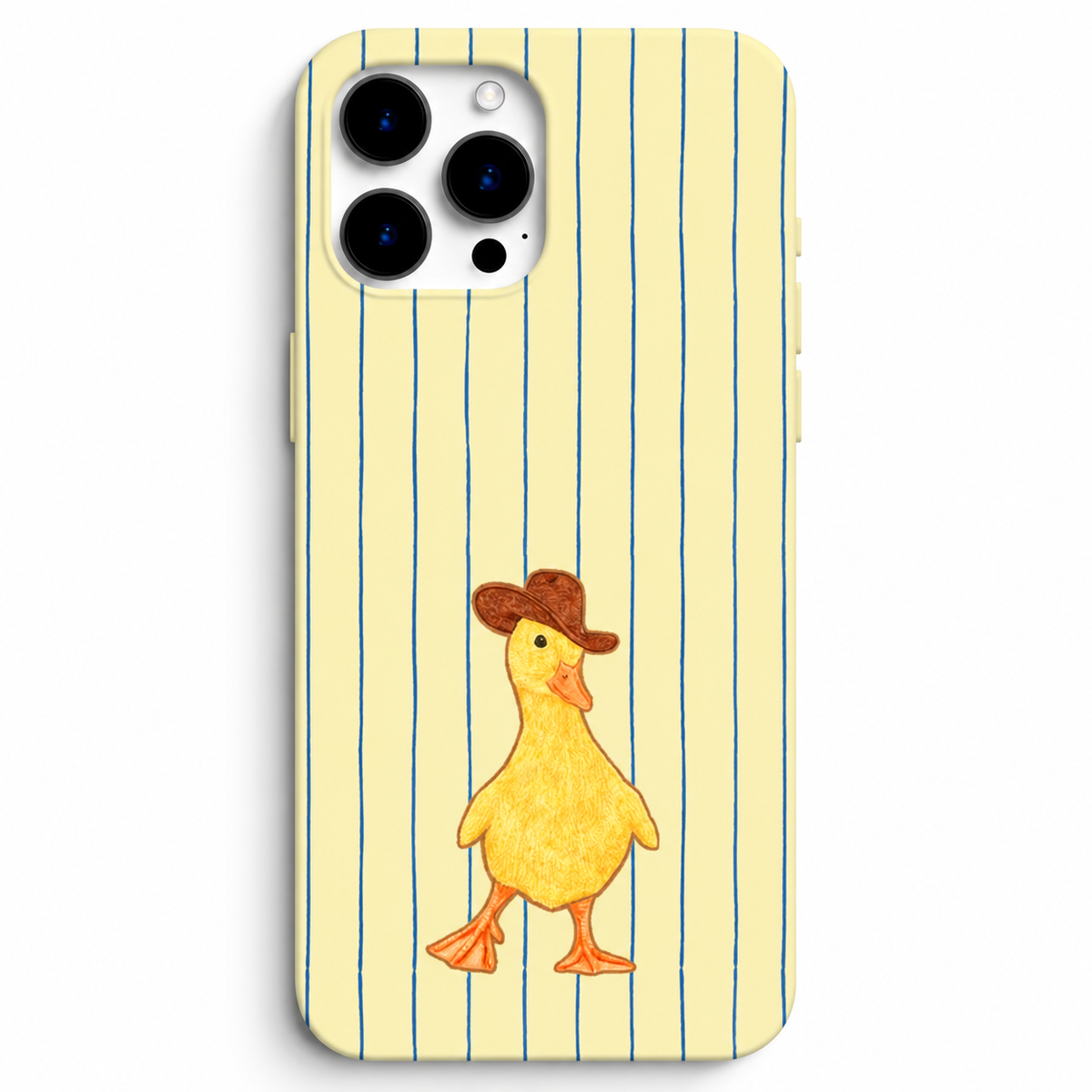 🦆 Cowboy Duck – Çizgili Sarı Telefon Kılıfı