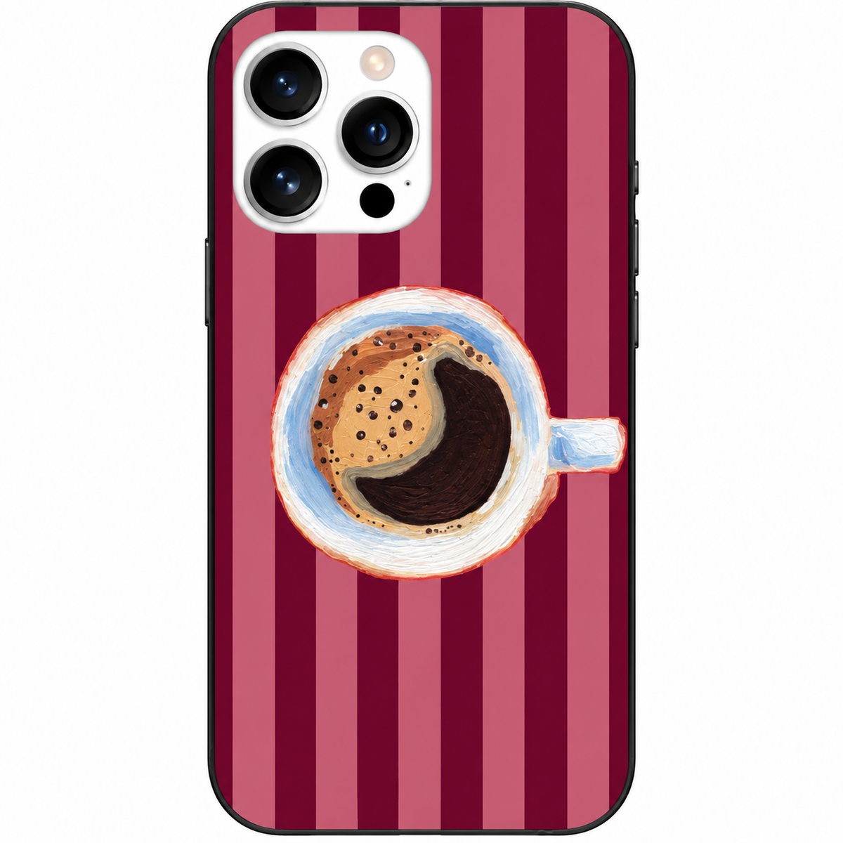 ☕ Coffee Mood Bordo Çizgili Telefon Kılıfı