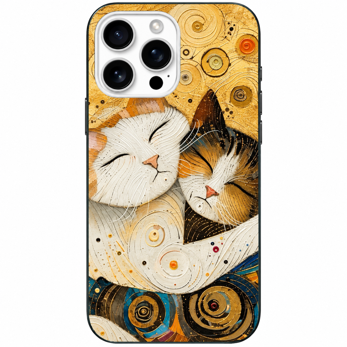 Golden Cats – Sanatsal Kedi Desenli Telefon Kılıfı