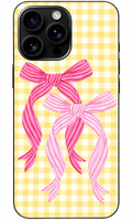 🎀  Sweet Bow – Pembe Fiyonk & Sarı Ekose Telefon Kılıfı