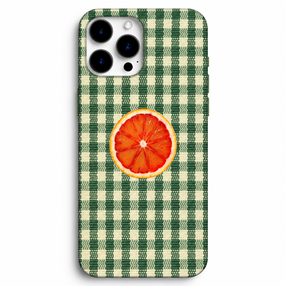 🍊 Citrus Green – Ekose Portakal Telefon Kılıfı