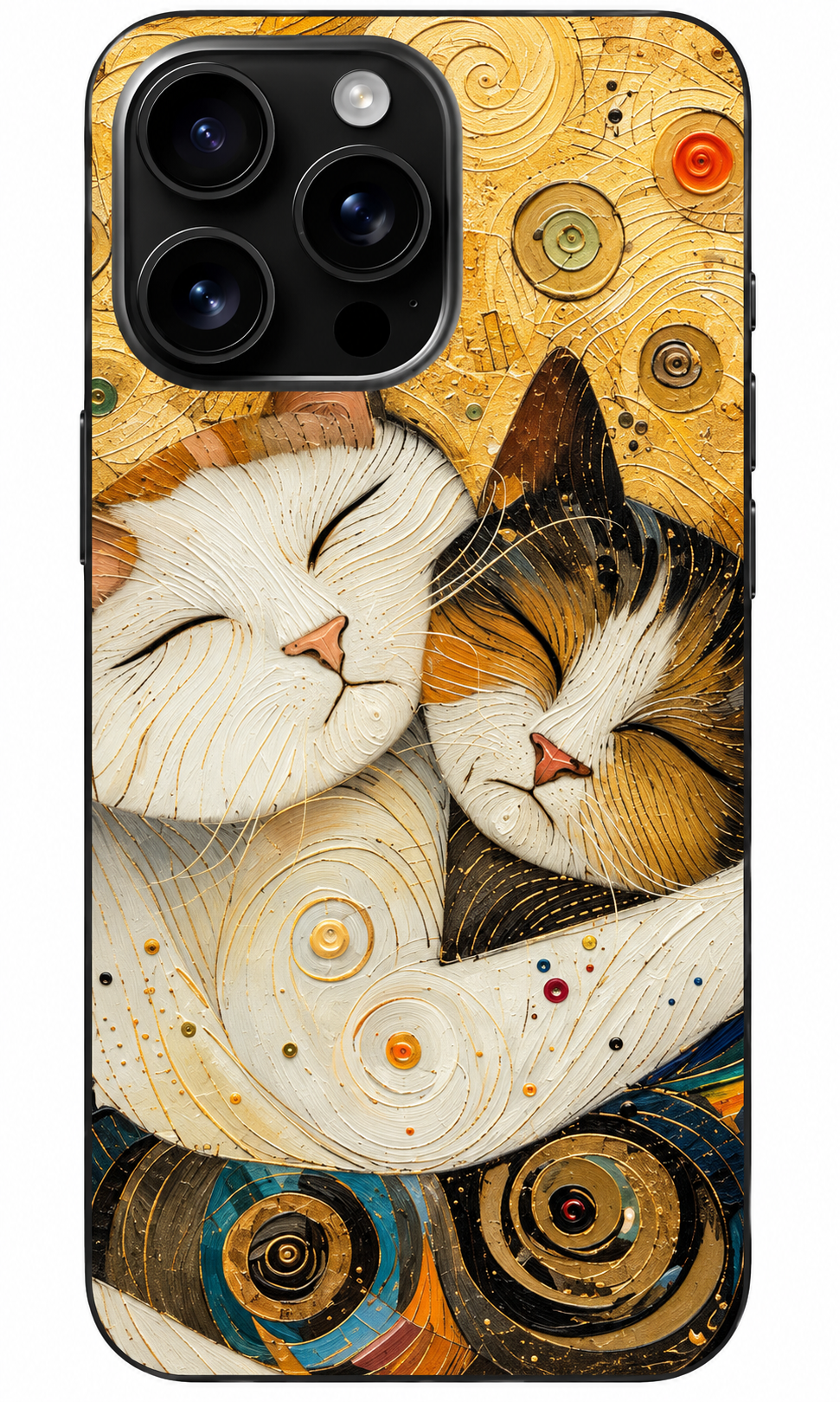 Golden Cats – Sanatsal Kedi Desenli Telefon Kılıfı