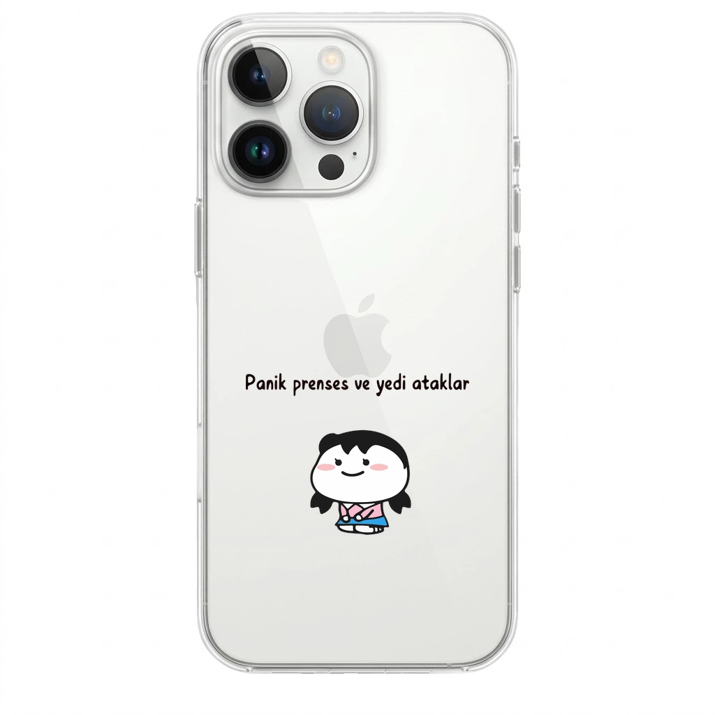 “Panik Yok” Esprili Yazılı Şeffaf Telefon Kılıfı