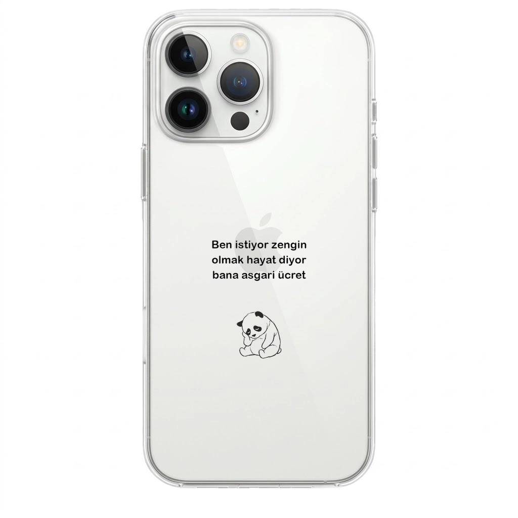 “Ben İstiyor Zengin Olmak” Panda Tasarımlı Komik Telefon Kılıfı